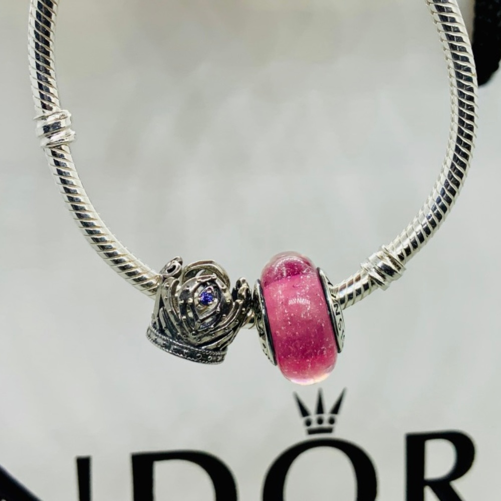 PANDORA Disney Anna's Crown & Murano Bead, NWT! - Picture 3 of 4
